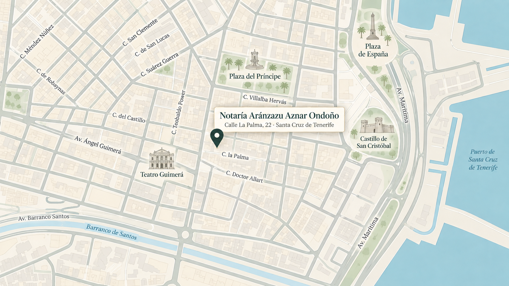 Mapa de ubicación de Notaría Aránzazu Aznar Ondoño en Calle La Palma, Santa Cruz de Tenerife
